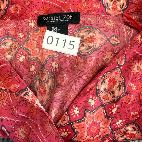 Rachel Zoe Pink Paisley Tie Front Blouse Women's Size S - Picture 11 of 11